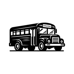 Minimalist Black and White School Bus Icon Design for Educational Graphics