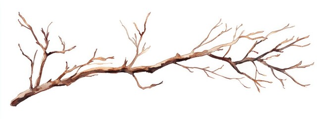 Elegant Watercolor Illustration of a Branch: A Natural Element for Artistic Inspiration