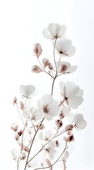 Delicate Floral for Whimsical Wedding Invitation with Botanical Chinoiserie Art on Tranquil Meadow Background