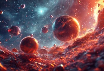space scene with planets and stars