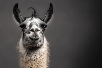 Obraz premium One funny alpaca at neutral studio background
