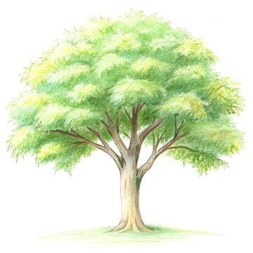 A hand drawn illustration of a Kentucky Coffeetree with detailed foliage and a realistic trunk. perfect for adding a touch of nature to your designs.