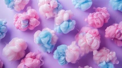 Obraz premium Fluffy cotton candies on colorful background