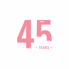 45 Years Anniversary Celebration Vector Template Design Illustration