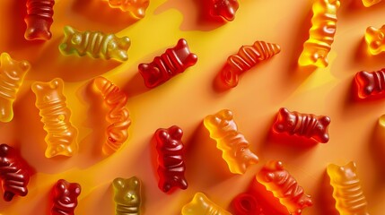  A mix of gummy bears, gummy worms, and gummy rings