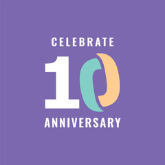 10 Years Anniversary Celebration Vector Template Design Illustration