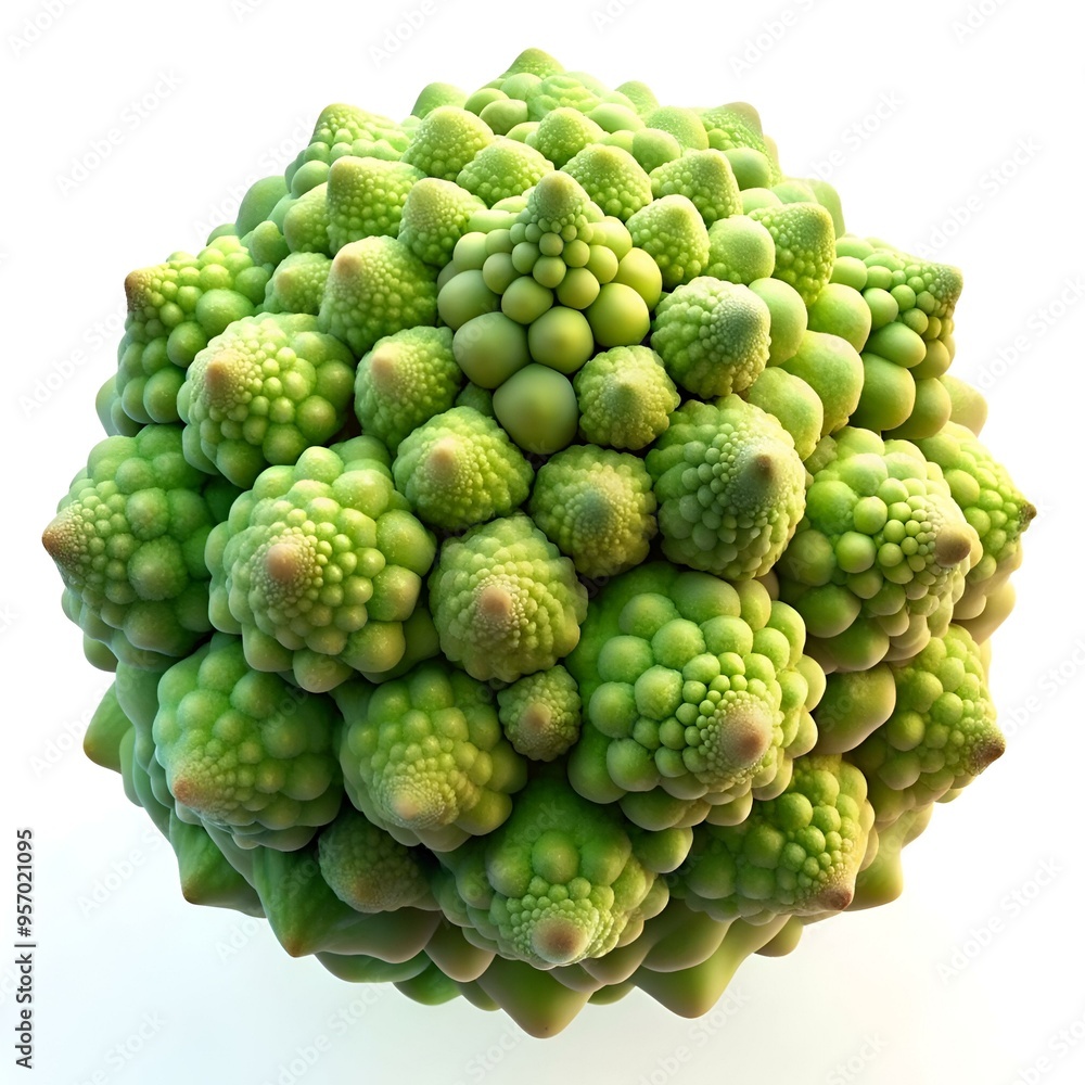 Aufkleber a captivating 3d illustration of a romanesco broccoli. showcasing its unique fractal pattern and int