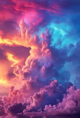 colorful sky with clouds and bright pink blue