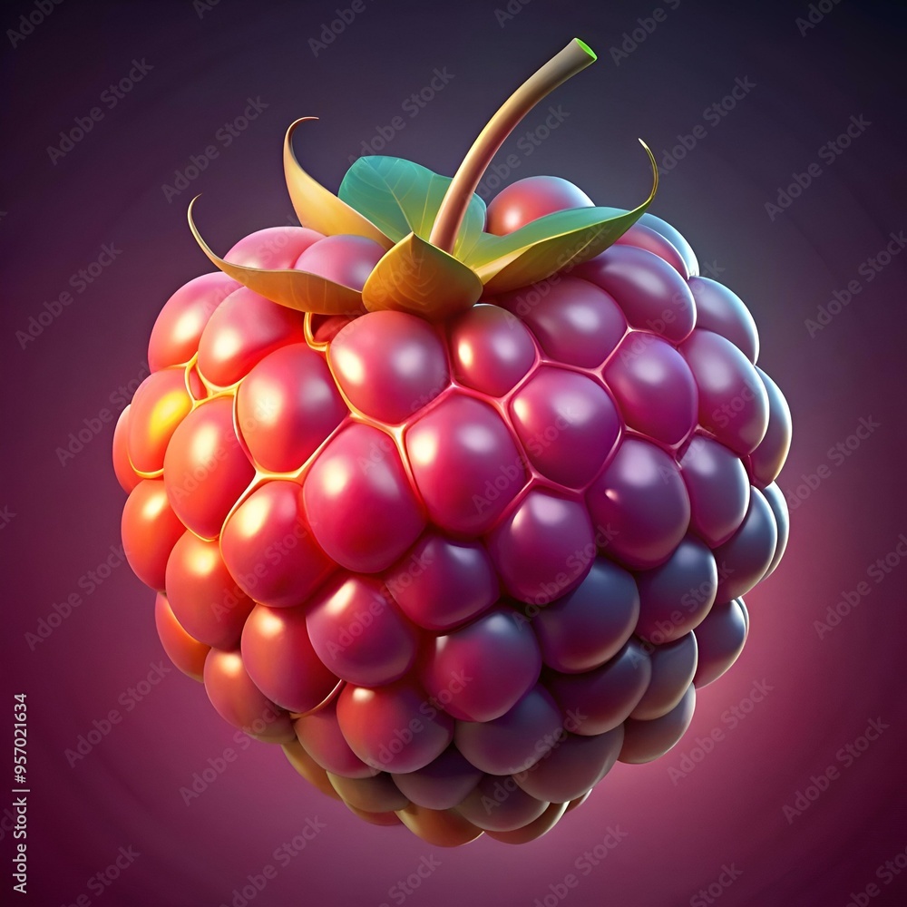 Poster a vibrant 3d illustration of a plump raspberry. perfect for adding a touch of sweetness and freshnes