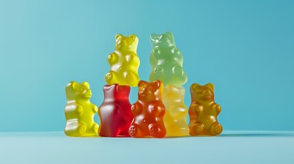  A mix of gummy bears, gummy worms, and gummy rings