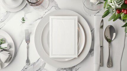 Blank menu card mockup, elegant design for anniversary celebrations and retirements