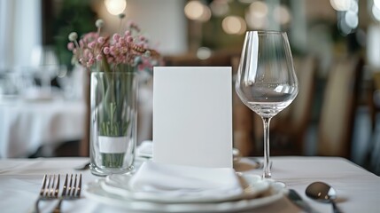 Fototapeta premium Blank menu card mockup, elegant design for anniversary celebrations and retirements