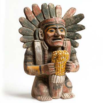 Glifo prehisp&aacute;nico azteca de un hombre sosteniendo un ma&iacute;z 