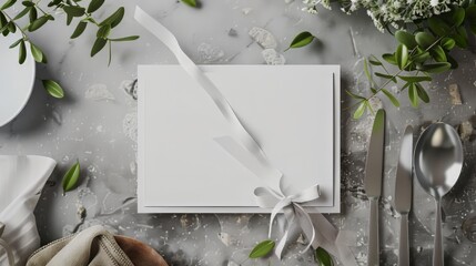 Blank menu card mockup, elegant design for anniversary celebrations and retirements