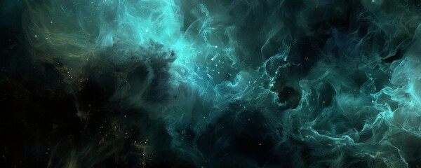 dark blue and green nebula