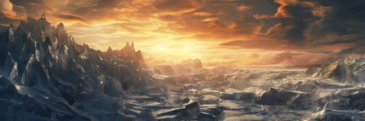 Naklejka premium mountain landscape with sunset
