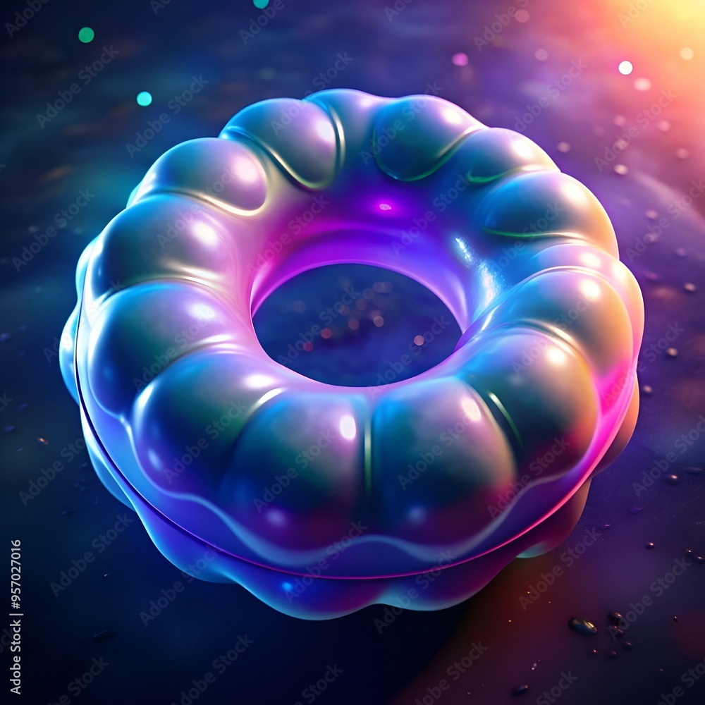 Aufkleber abstract 3d rendering of a shiny. iridescent rubber ring with a glowing effect.