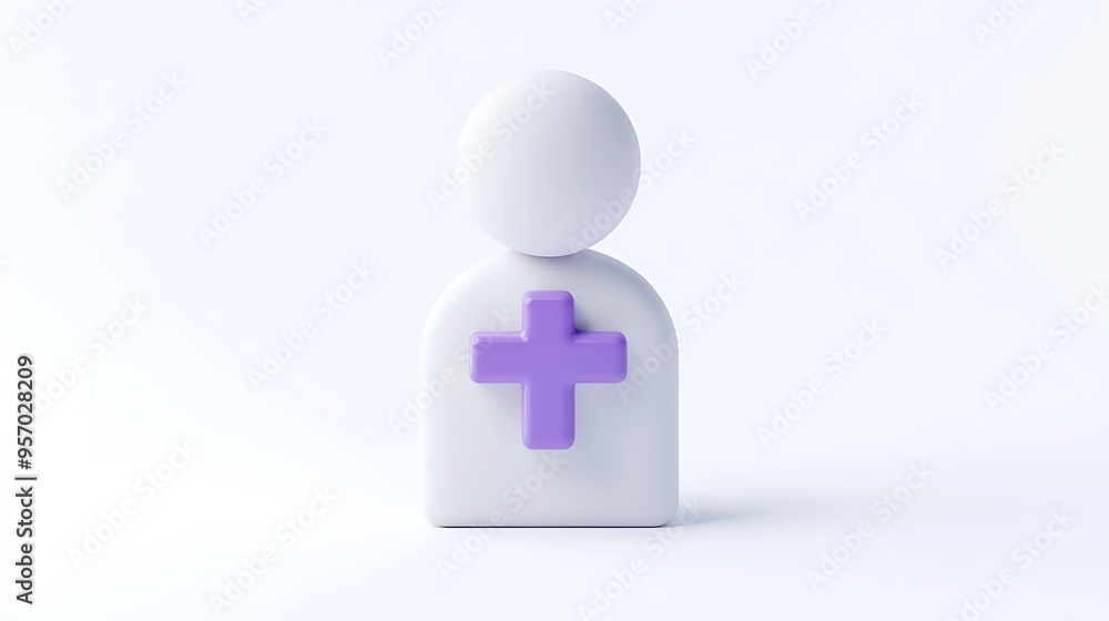 Poster modern 3d person icon with purple hashtag symbol on white background - high-resolution conceptual im