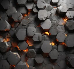 Obraz premium bunch hexagons with fire burning in them