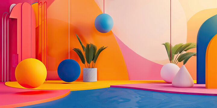 Vibrant color palette and bold typography invite attendees to experience the latest offering, using a graphic of the product as the background image.