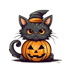 halloween cute cat cartoon character style generative AI.
