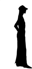 Silhouette of woman walking alone with transparent background