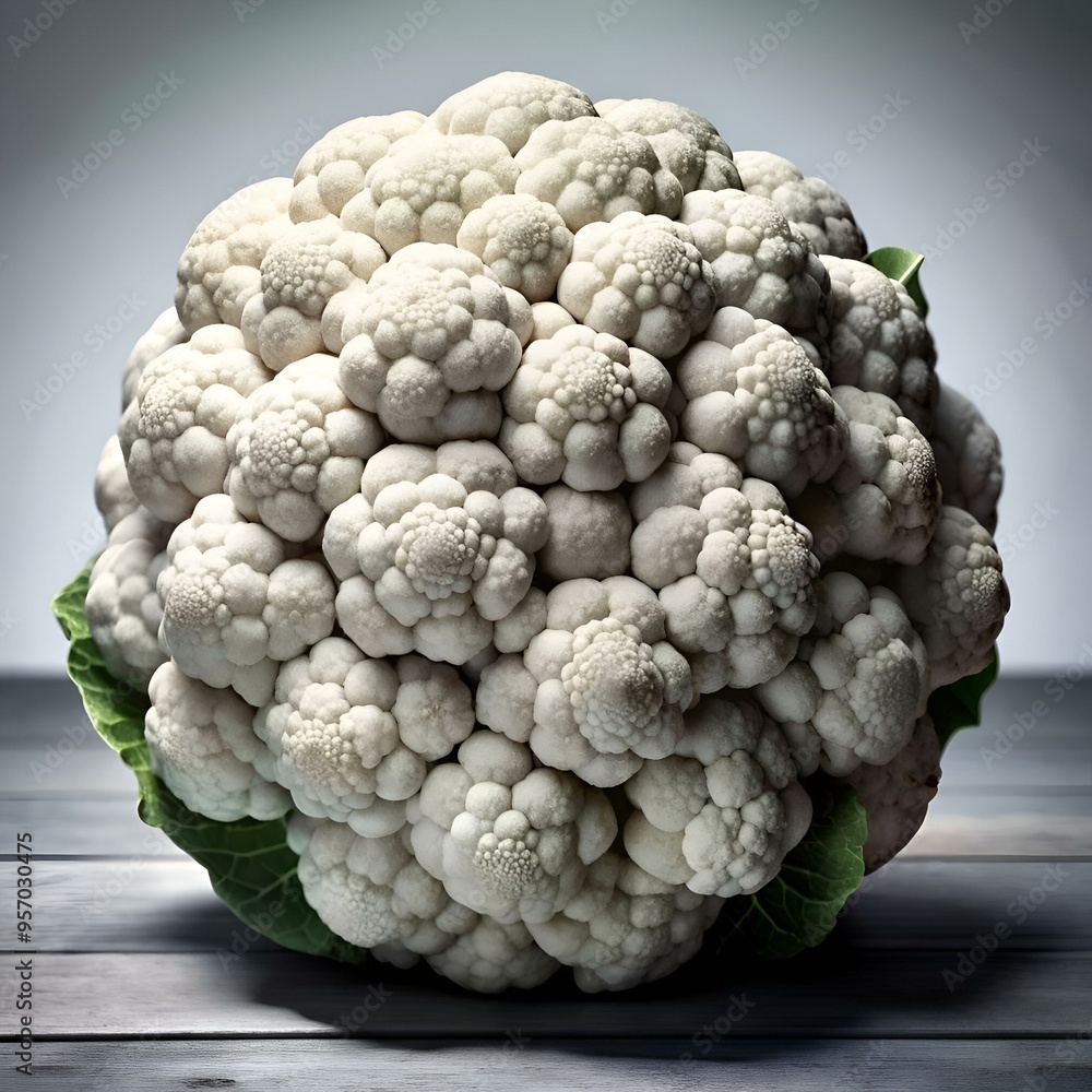 Poster a stunning 3d illustration of a cauliflower. showcasing its intricate texture and complex structure.