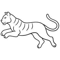 Tiger Wild Animal Style Vector Line Art Illustration.