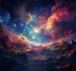 Naklejka premium colorful sky with stars and nebulas