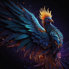 Obraz premium New Free the bird futuristic digital artwork of a majestic phoenix crafted entirely ai