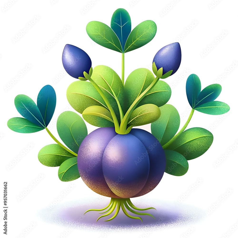 Poster a whimsical 3d illustration of a stylized anise plant. perfect for adding a touch of playful whimsy 
