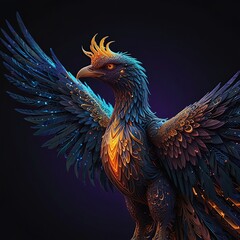 Fototapeta premium New Free the bird futuristic digital artwork of a majestic phoenix crafted entirely ai