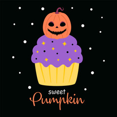 halloween vector illustration with cupcake