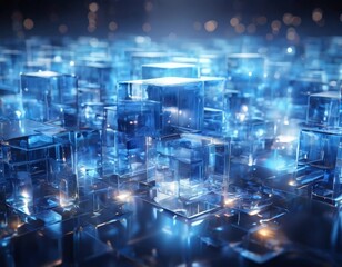 3d city with many cubes