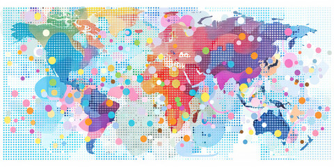 A map of the world with key economic indicators marked by color-coded dots, demonstrating the global reach of a multinational corporation.