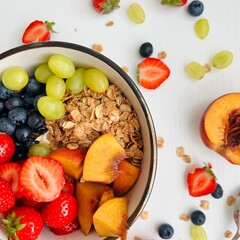 Bowl of Granola with Fresh Berry and Coconut Yogurt