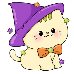 Happy Halloween set of elements, ghost, pumpkin, bat. doodle style