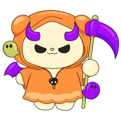 Happy Halloween set of elements, ghost, pumpkin, bat. doodle style