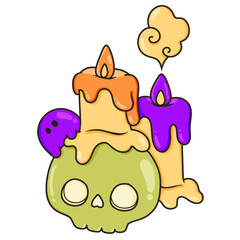 Happy Halloween set of elements, ghost, pumpkin, bat. doodle style