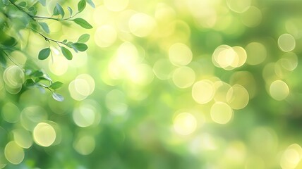 Fototapeta premium Summer green hues on a soft abstract blurred texture with a bokeh background provide a fresh setting for a copy space