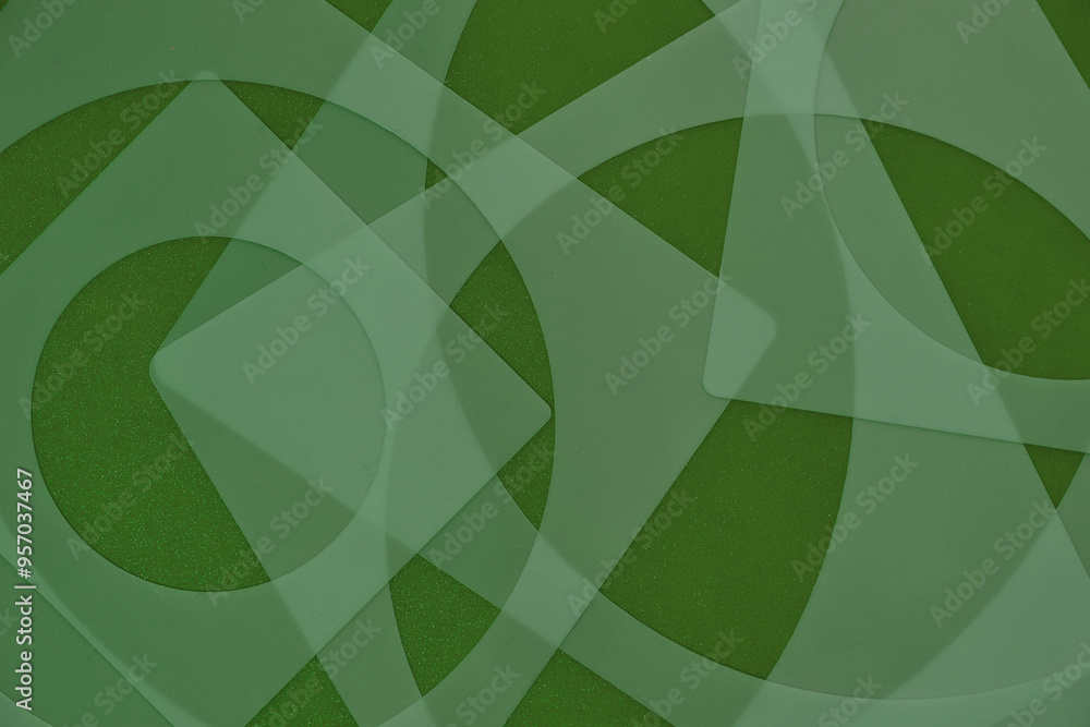 Poster a pattern of circles and squares abstract design in green