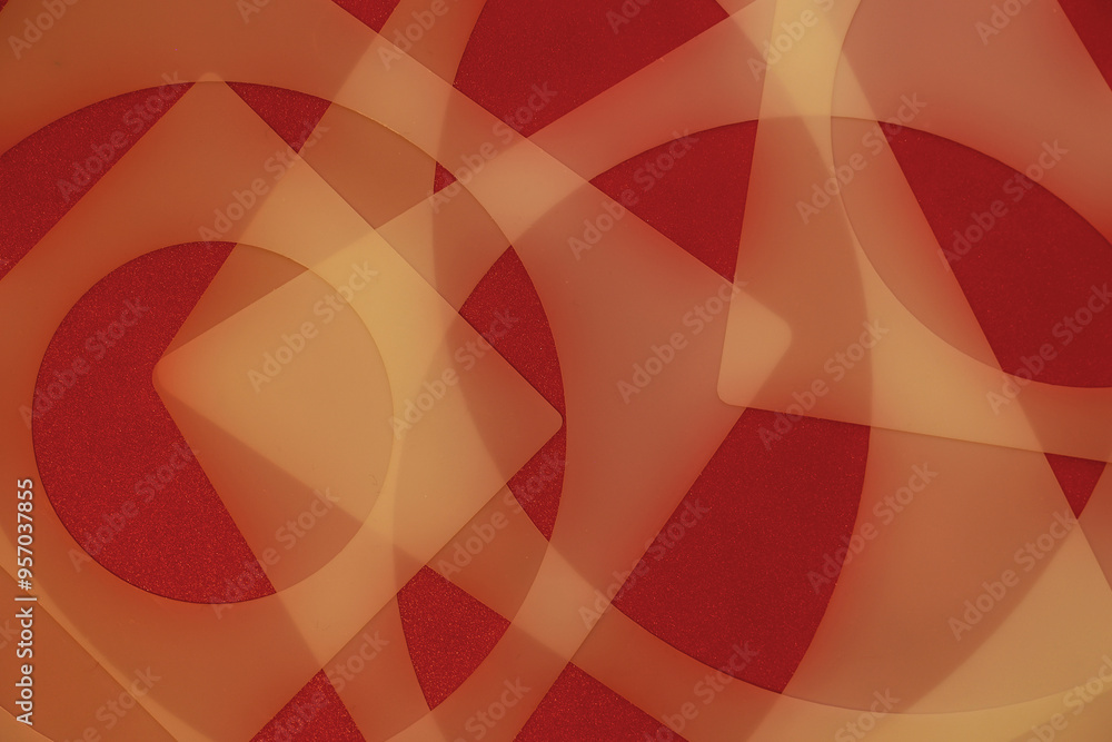 Poster a pattern of circles and squares abstract design with glow effect in warm colors