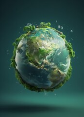 Fototapeta premium green planet with blue background