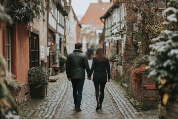 Romantic Stroll in a Historic Street