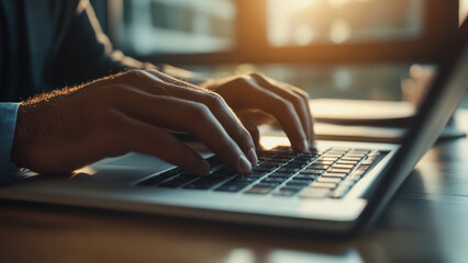 Typing on a laptop keyboard