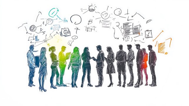 Diverse Professionals Collaborating on Strategy Against White Canvas Background