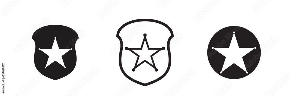Poster sherif star icon for apps and web sites. sherif icon vector set with shields.