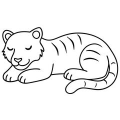 Tiger Wild Animal Style Vector Line Art Illustration.