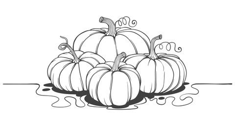 Pumpkin line art style vector illustration