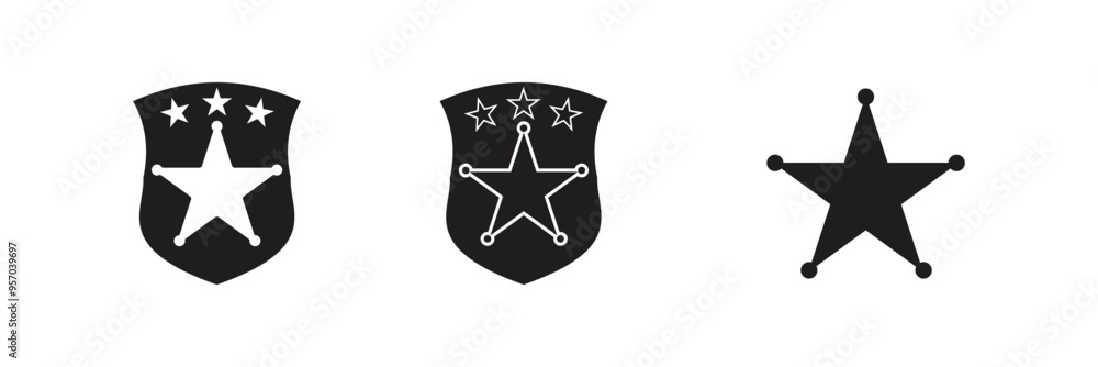 Poster sherif star icon for apps and web sites. sherif icon vector set with shields.